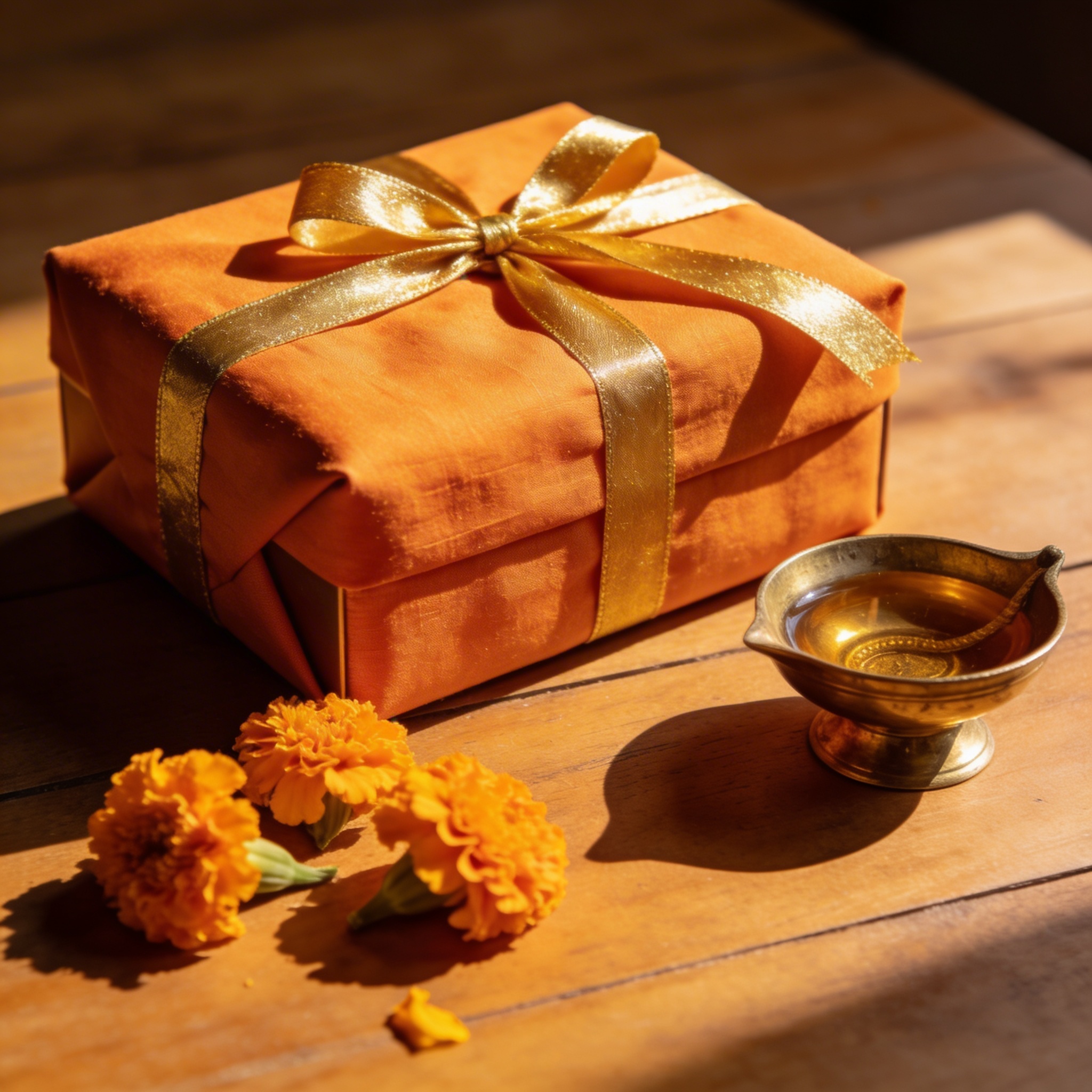 Premium pooja kit gift box, elegantly closed and ready for gifting